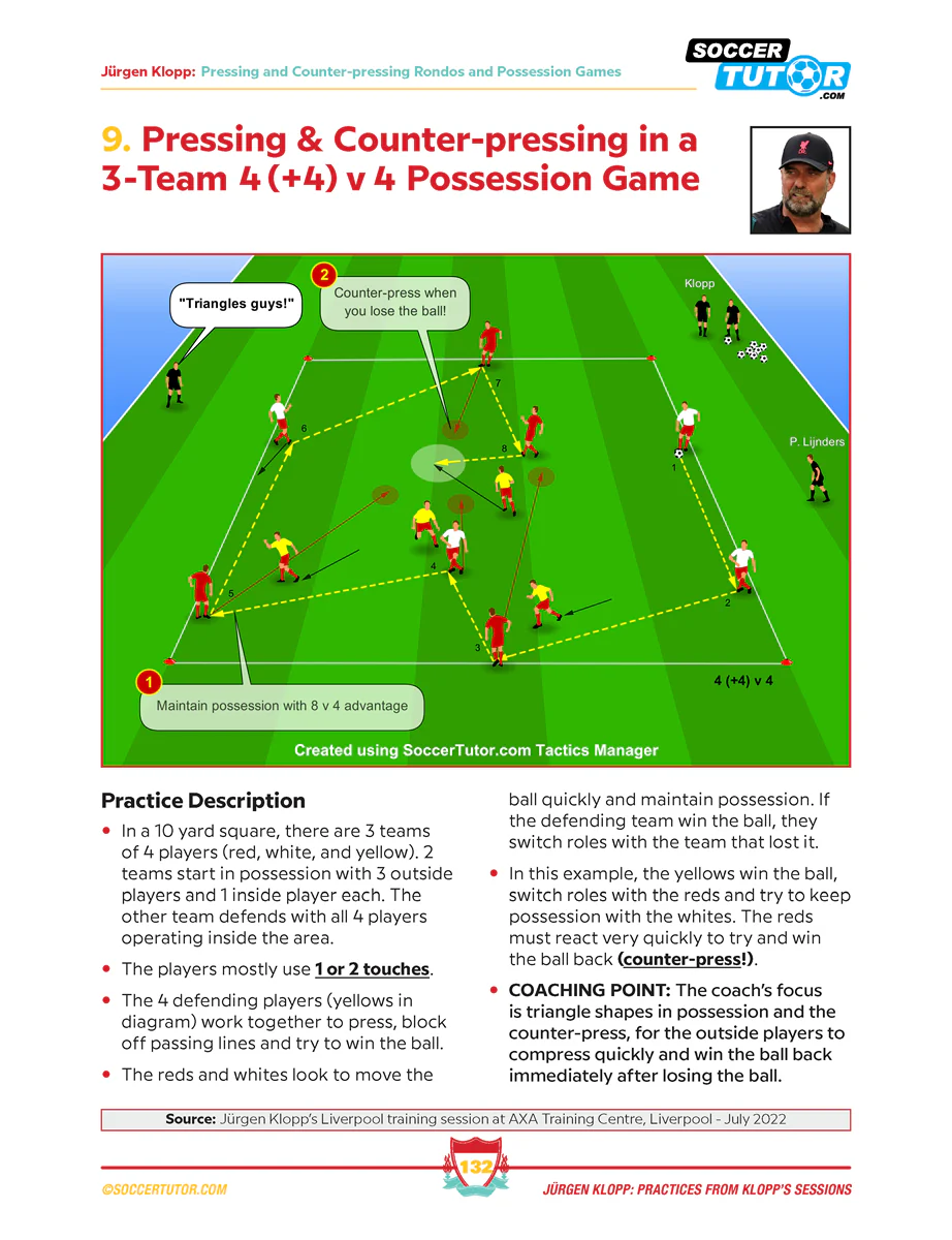 Jurgen Klopp - 102 Passing, Counter-pressing Possession Games, Speed & Warm-ups Direct from Klopp's Training Sessions - Vol.1 - Image 8